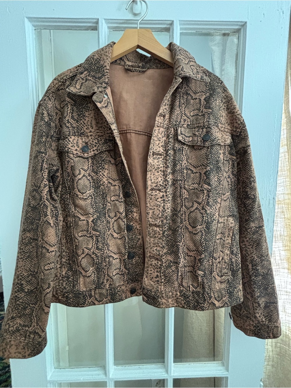 Free People Snake Print Denim Jacket - Small